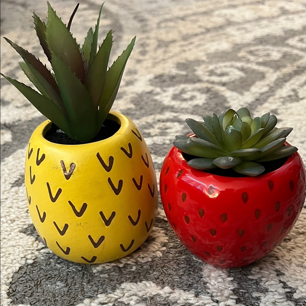 Target faux succulents, pineapple and strawberry, NWT!